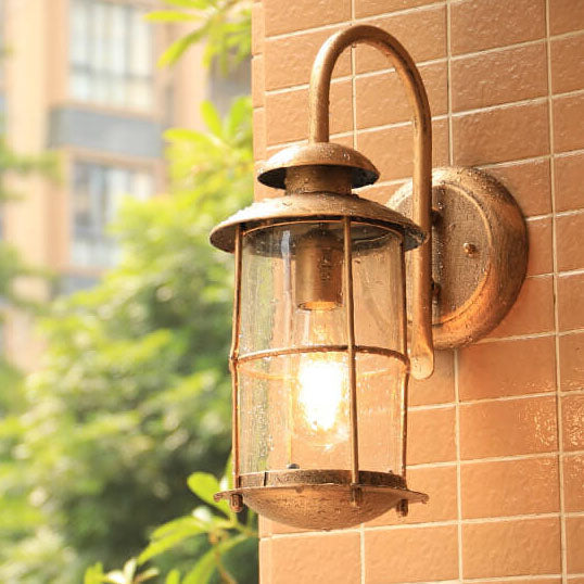 Industrial Iron & Glass Outdoor Sconce