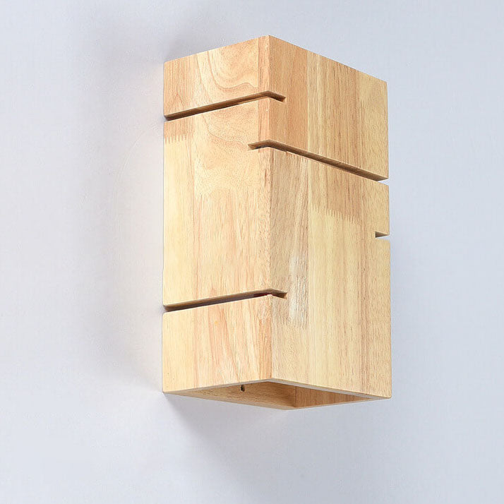 Japanese Wooden Square 2-Light Sconce