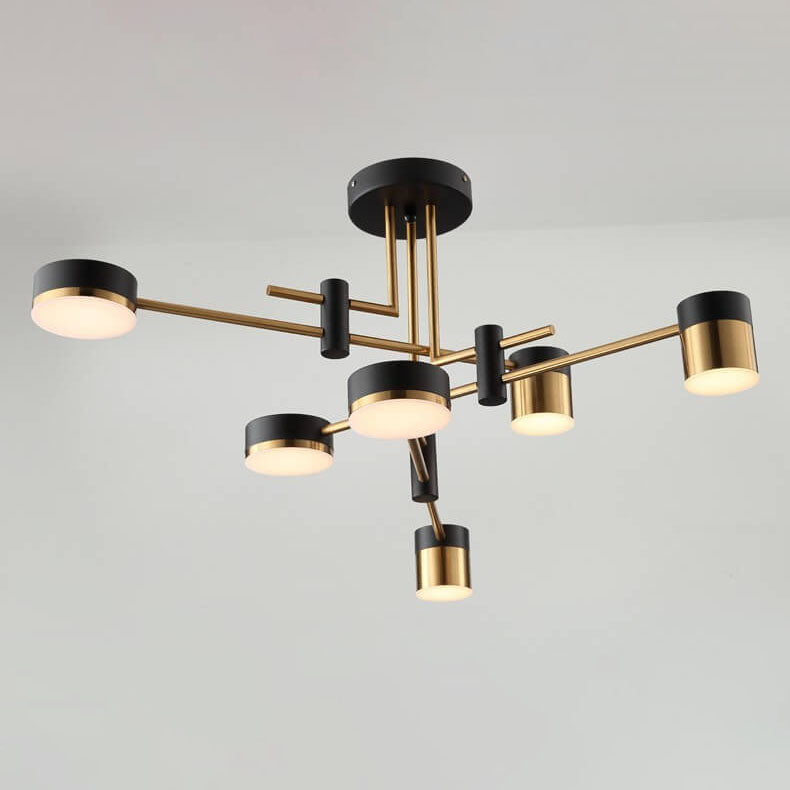 Elegant Black and Gold Semi-Flush Mount Light - 4 to 8 Bulb Design