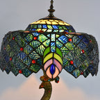 Vintage Tiffany Peacock Glass Dome Table Lamp - 1-Light