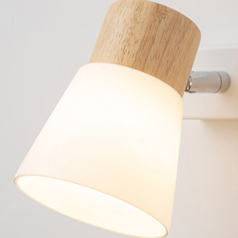 Minimalist Rubber Wood & Iron Wall Sconce