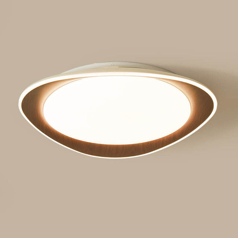 Contemporary Wood Grain Pebble LED Flush Mount Ceiling Light
