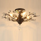 European Style Iron and Crystal Semi-Flush Mount Ceiling Light - 4/5/6 Lights for Living Room