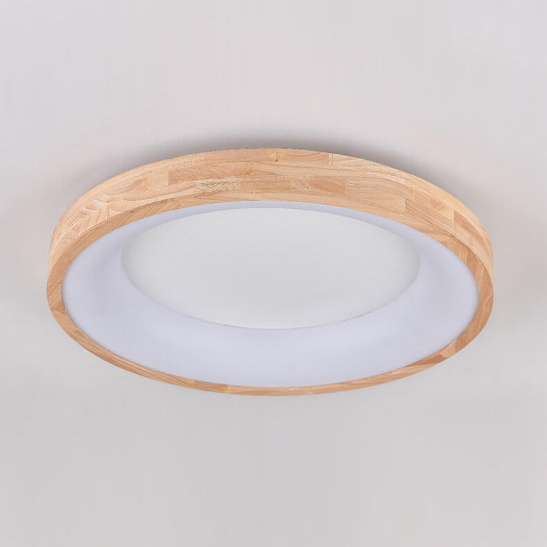 Round LED Flush Mount Ceiling Light in Nordic Minimalist Wood Design