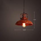 Vintage Red Rust Single Dome Pendant Light