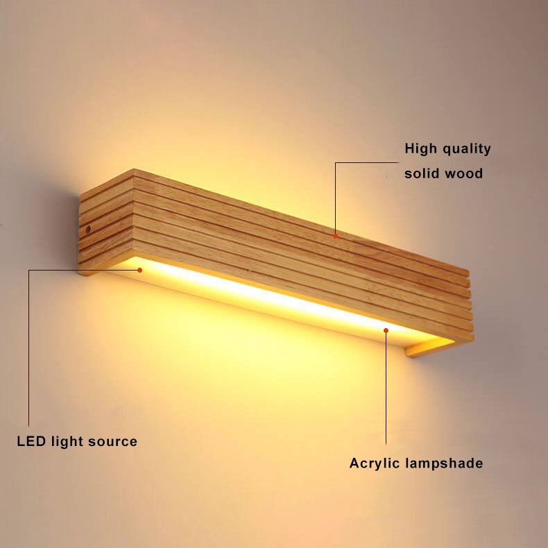 Premium Solid Wood LED Wall Sconce
