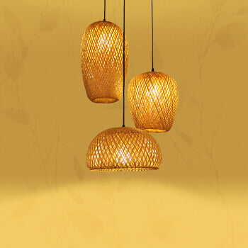 Premium Bamboo Weaving 1-Light Pendant Lamp - Rustic Design