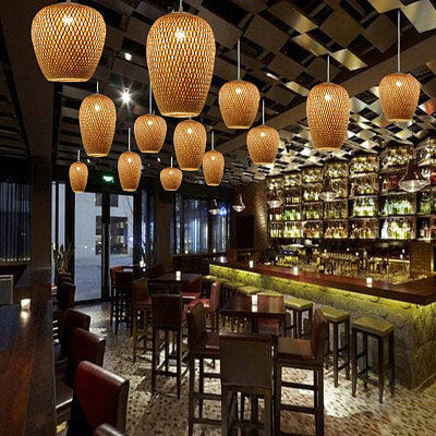 Premium Bamboo Weaving 1-Light Pendant Lamp - Rustic Design