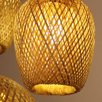 Premium Bamboo Weaving 1-Light Pendant Lamp - Rustic Design
