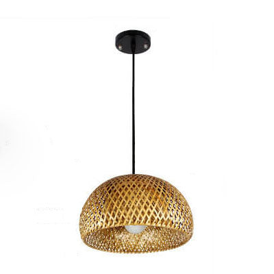 Premium Bamboo Weaving 1-Light Pendant Lamp - Rustic Design