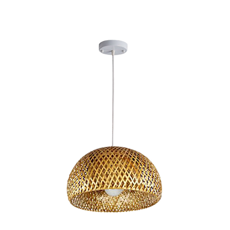 Premium Bamboo Weaving 1-Light Pendant Lamp - Rustic Design