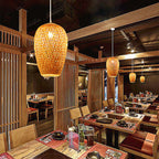 Premium Bamboo Weaving 1-Light Pendant Lamp - Rustic Design