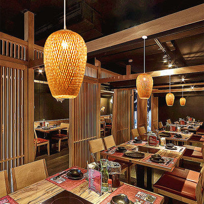 Premium Bamboo Weaving 1-Light Pendant Lamp - Rustic Design