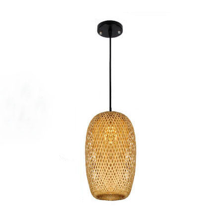Premium Bamboo Weaving 1-Light Pendant Lamp - Rustic Design
