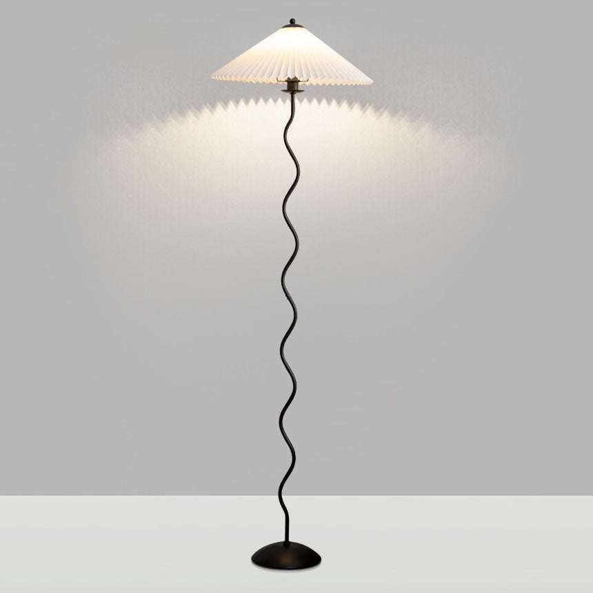 Premium Vintage Fabric Pleated Floor Lamp with 1-Light