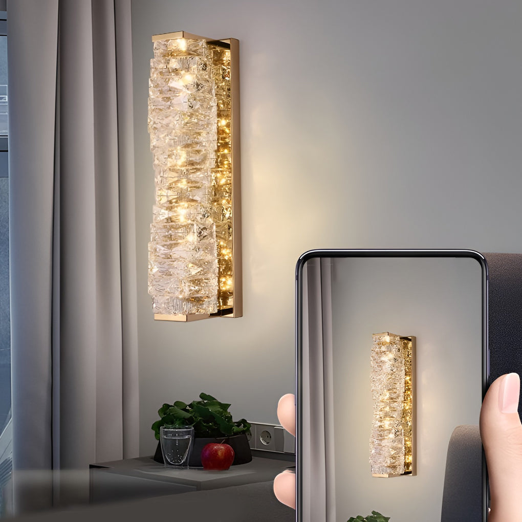 Modern LED Crystal Wall Sconce with Three-Step Dimming