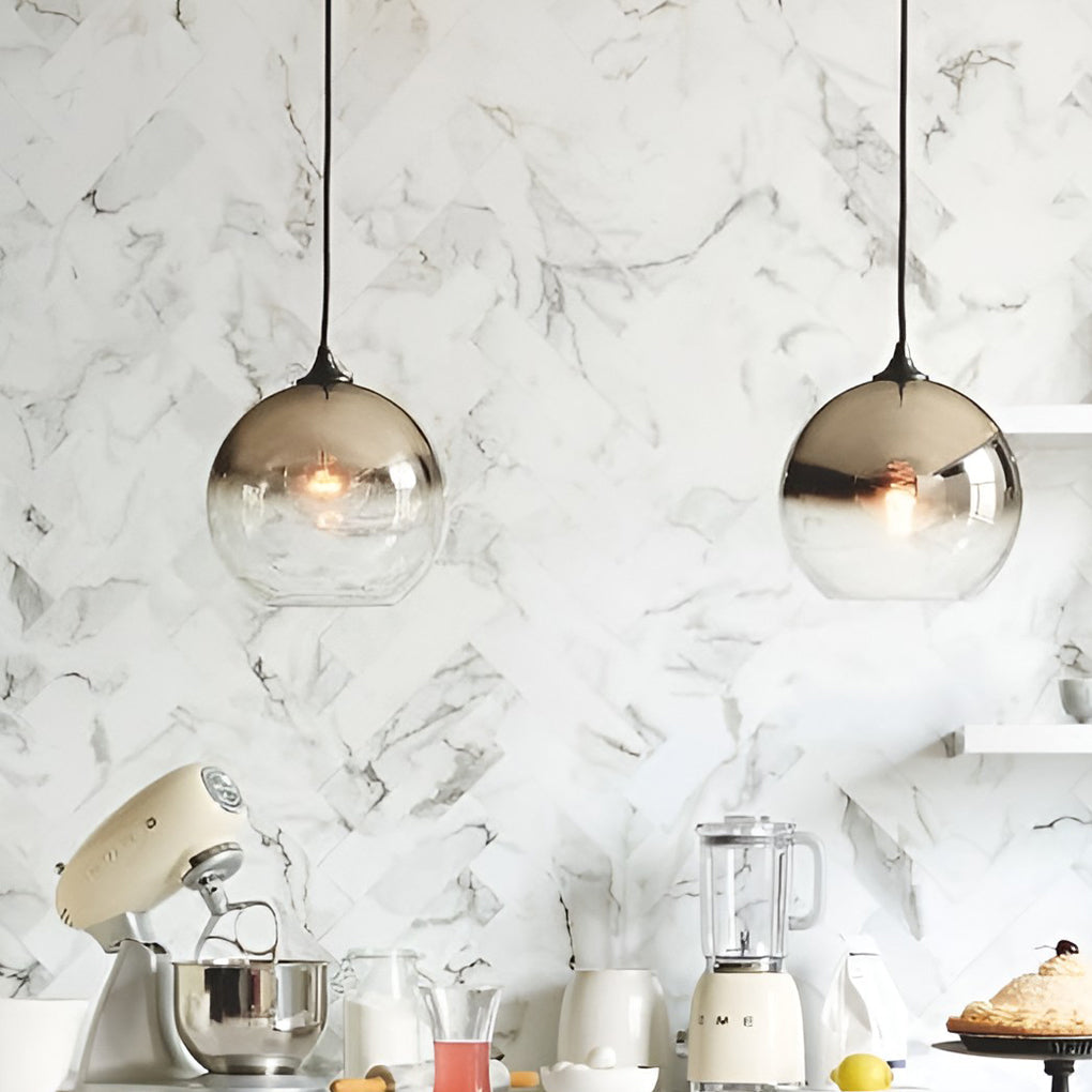 Modern Glass Round Pendant Light - Single-Ball Ceiling Fixture