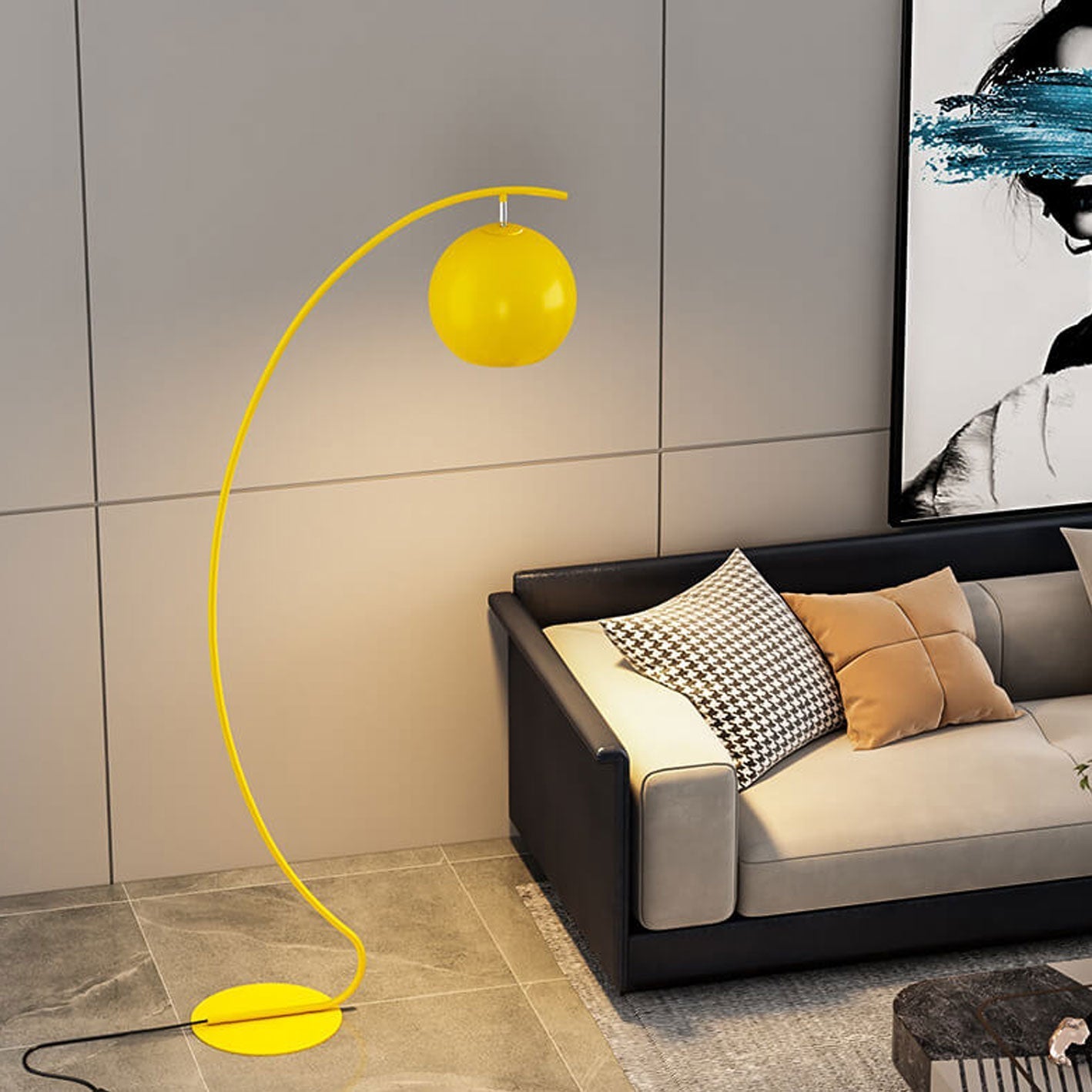 Premium Nordic Minimalist Curved Dome Floor Lamp - 1 Light
