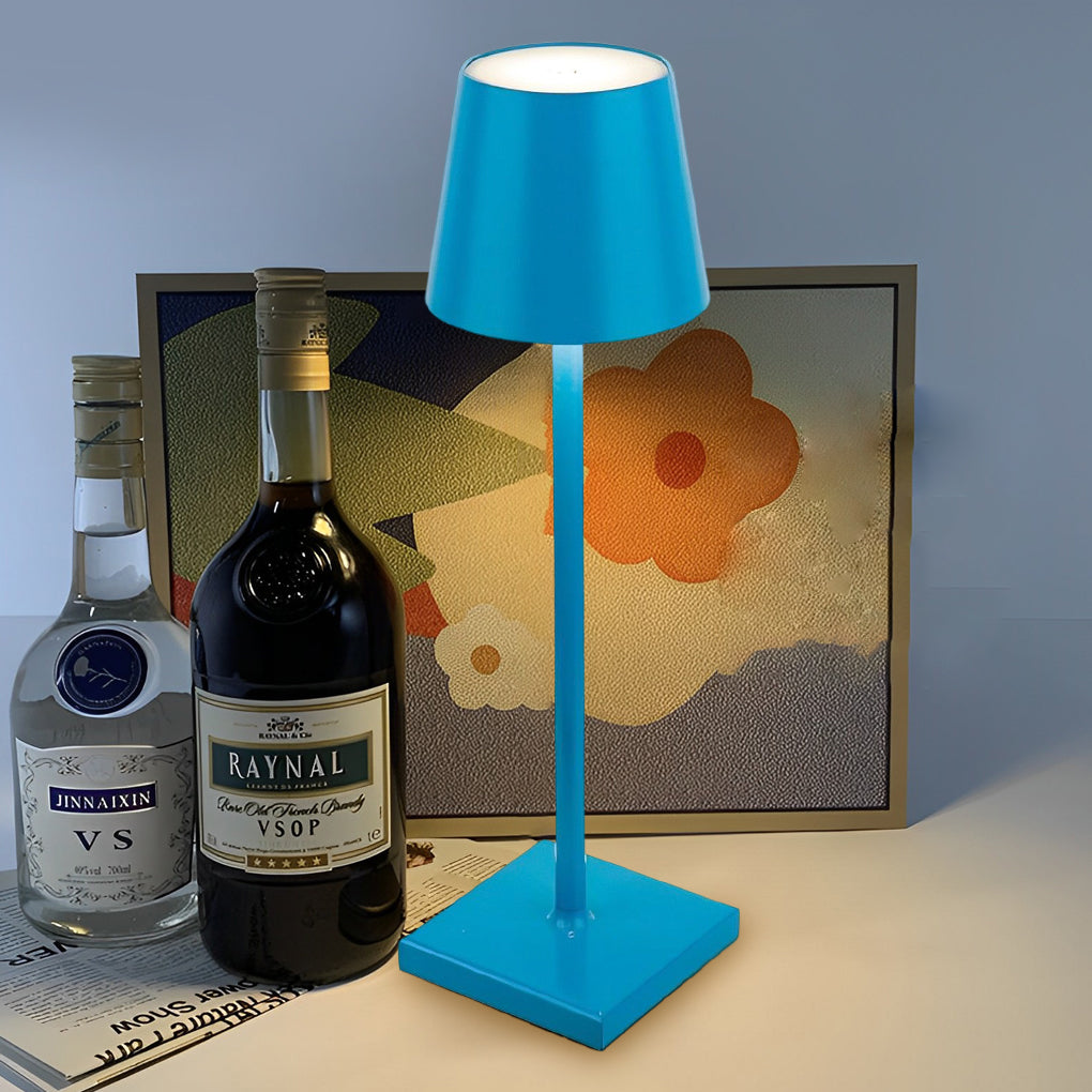 Rechargeable Aluminum Touch-Control Table Lamp - Top Hat Design