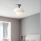 Contemporary Glass Egg Tart 1-Light Flush Mount Fixture