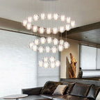 Luxury LED Chandelier with Crystal Orb Shade for Modern Staircases
