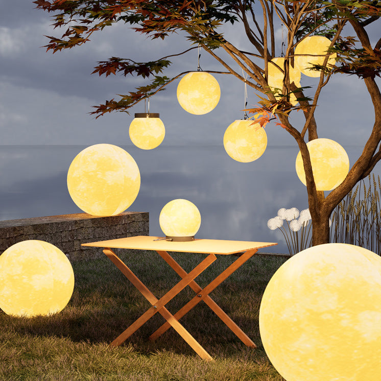 Modern Nordic Solar Waterproof Round Moon LED Pendant Light
