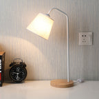 Minimalist Cone Linen Shade Table Lamp with Wood Base - 1-Light Design