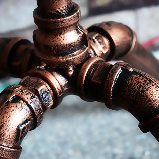 Steampunk Copper Water Pipe 2-Light Floor Lamp