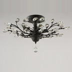 European Style Iron and Crystal Semi-Flush Mount Ceiling Light - 4/5/6 Lights for Living Room