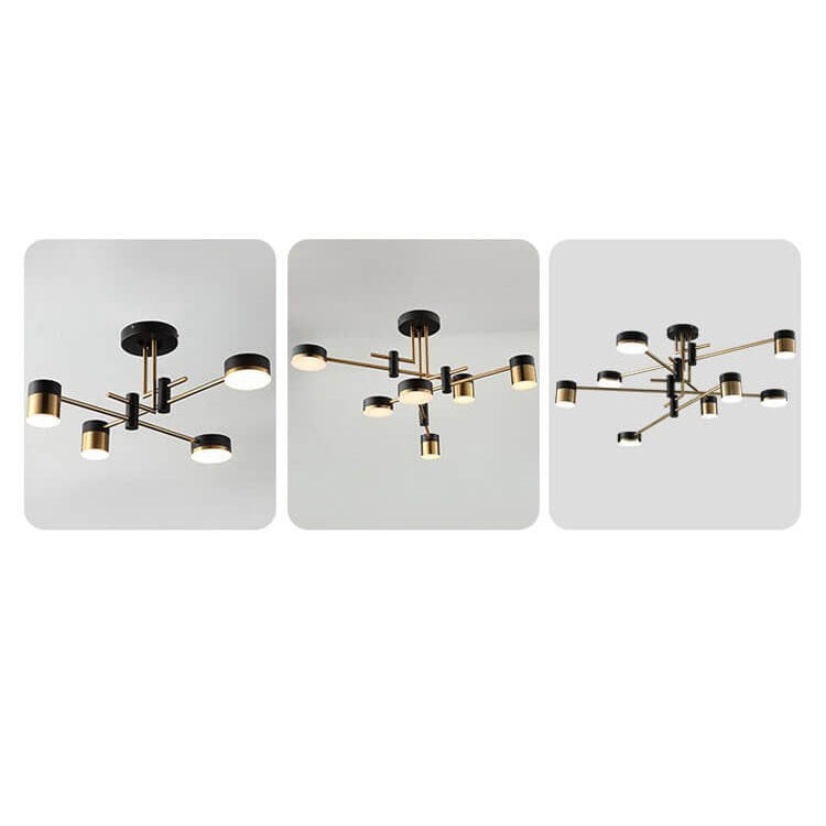 Elegant Black and Gold Semi-Flush Mount Light - 4 to 8 Bulb Design