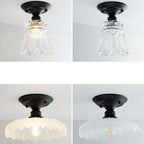 Nordic Vintage Floral Round Semi-Flush Mount Ceiling Light