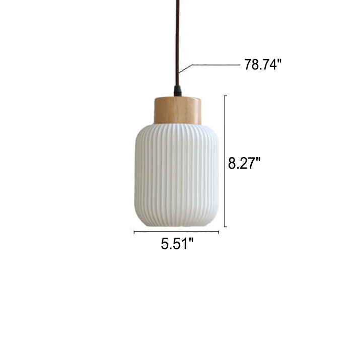 White Ceramic Cylindrical Pendant Light - Nordic Japanese Design
