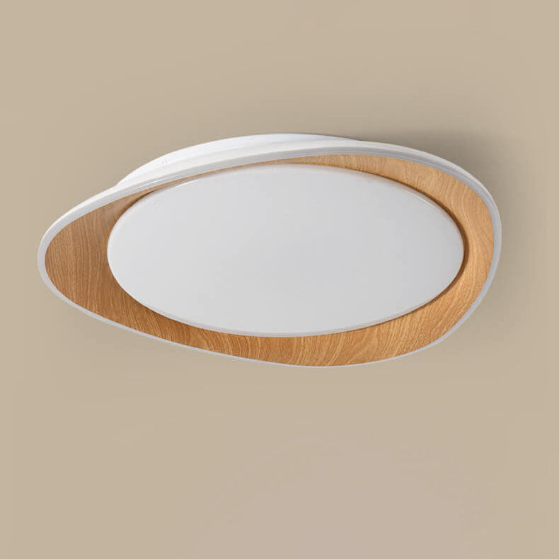 Contemporary Wood Grain Pebble LED Flush Mount Ceiling