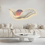 Modern LED Feather Wall Lamp with Art Clock - Elegant Home Decor