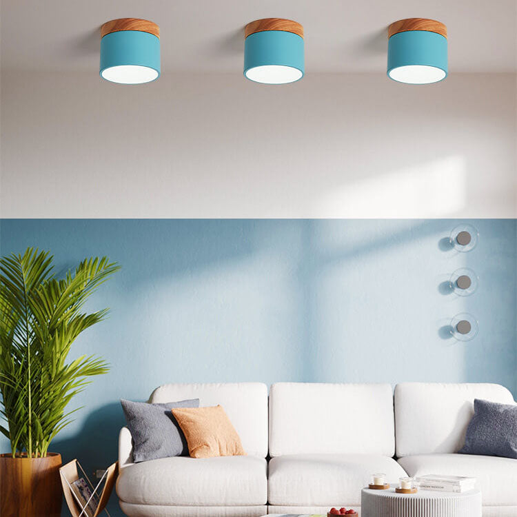 Scandinavian Solid Color Log LED Flush Mount Ceiling Light