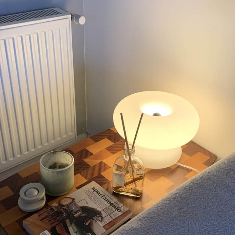 Premium Danish White Mushroom 1-Light Table Lamp