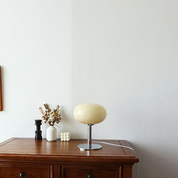 Vintage Cream Round Glass Table Lamp - Nordic Design
