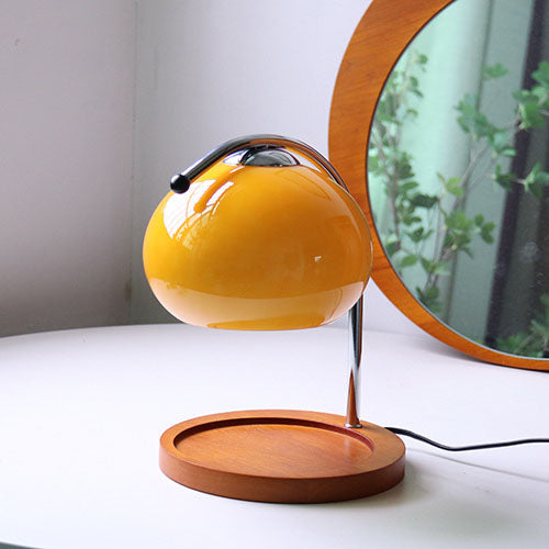 Premium Vintage Glass Dome Table Lamp with Solid Wood Base - 1-Light Melting Wax Design