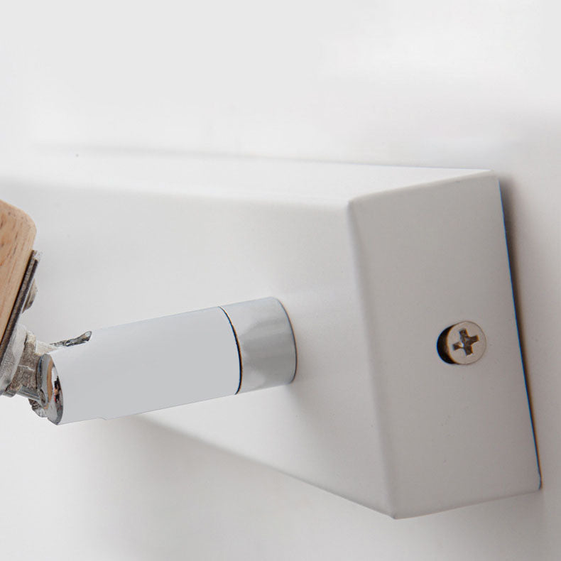 Minimalist Rubber Wood & Iron Wall Sconce