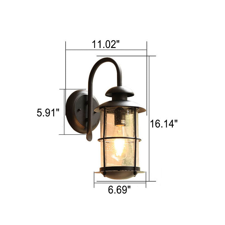 Industrial Iron & Glass Outdoor Sconce