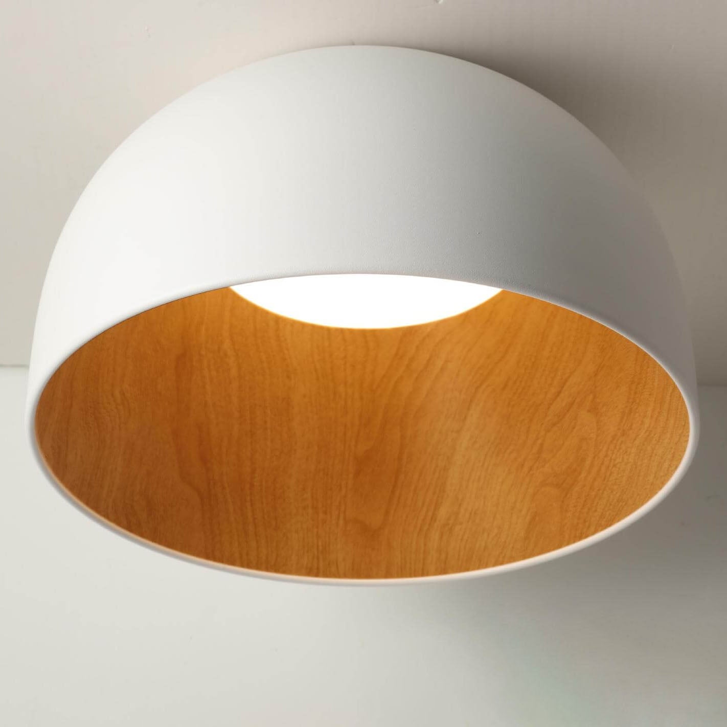 Modern Wooden Bowl LED Flush Mount Ceiling Light