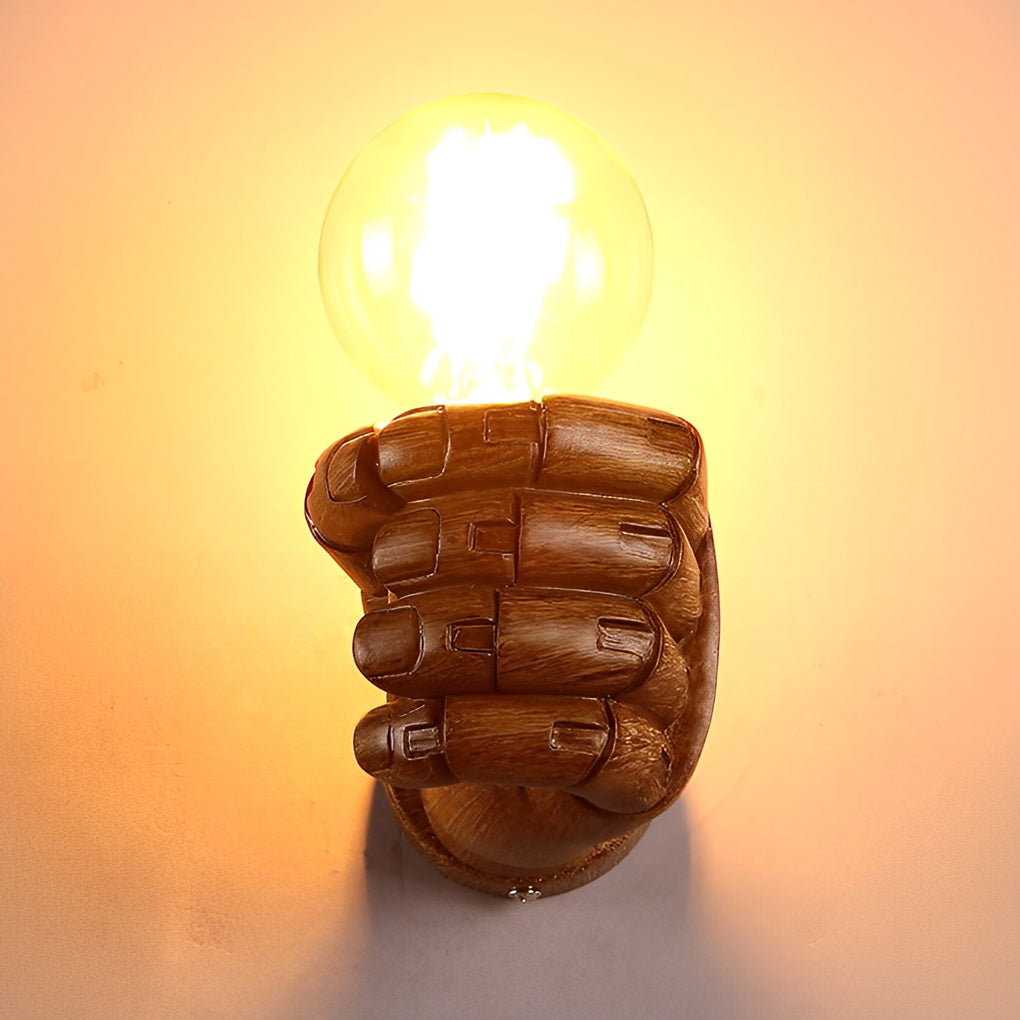 Retro Industrial Resin Hand Fist Wall Sconce Lamp