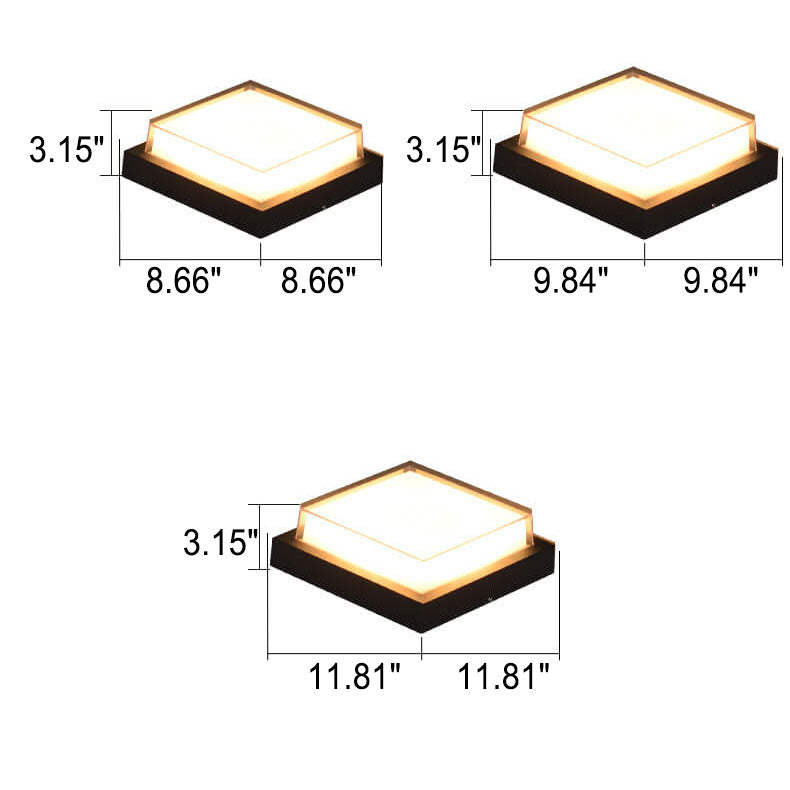 Contemporary Square Aluminum LED Flush Mount Ceiling Light for Outdoor Use