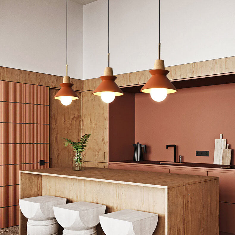 Nordic Minimalist Macaron Wood and Cement Pendant Light - 1 Light