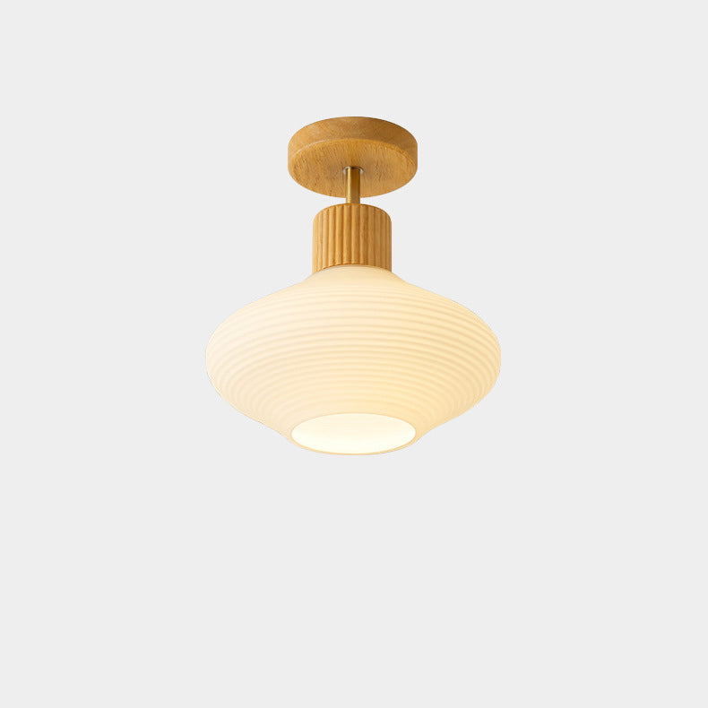 Nordic Striped Glass Oval Semi-Flush Mount Ceiling Light