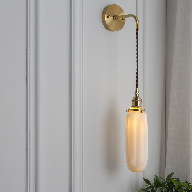 Japanese Brass & Lucite Wall Sconce