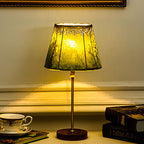 Velvet Copper Wood Drum Table Lamp - 1-Light Design for Living Room