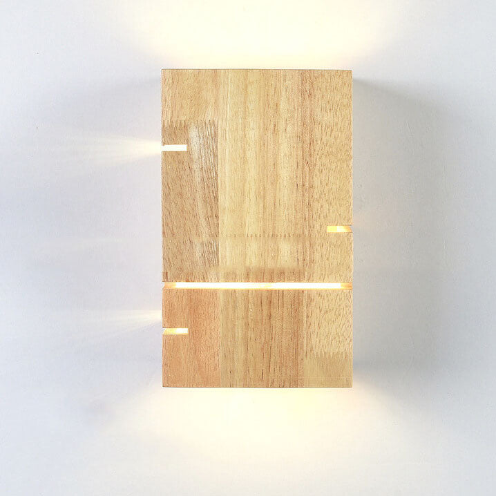 Japanese Wooden Square 2-Light Sconce