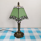Vintage European Tiffany Square Stained Glass Table Lamp - 1 Light