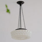 Vintage White Jade Glass Round Drum LED Ceiling Light